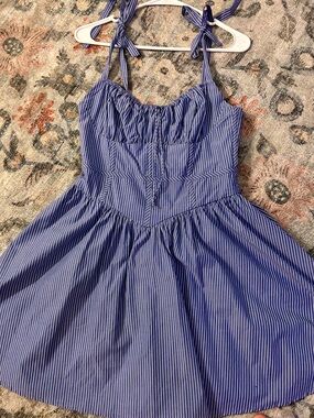 Olivaceous Blue Pinstripe Sundress